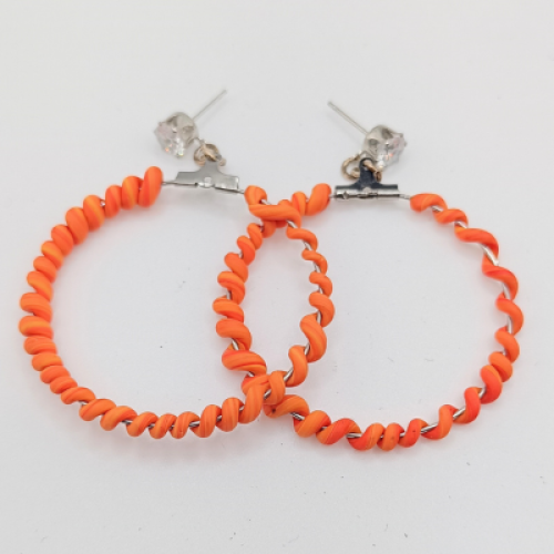  Σκουλαρίκια Κρίκοι Σπείρα σε Ζεστό Πορτοκαλί Χρώμα